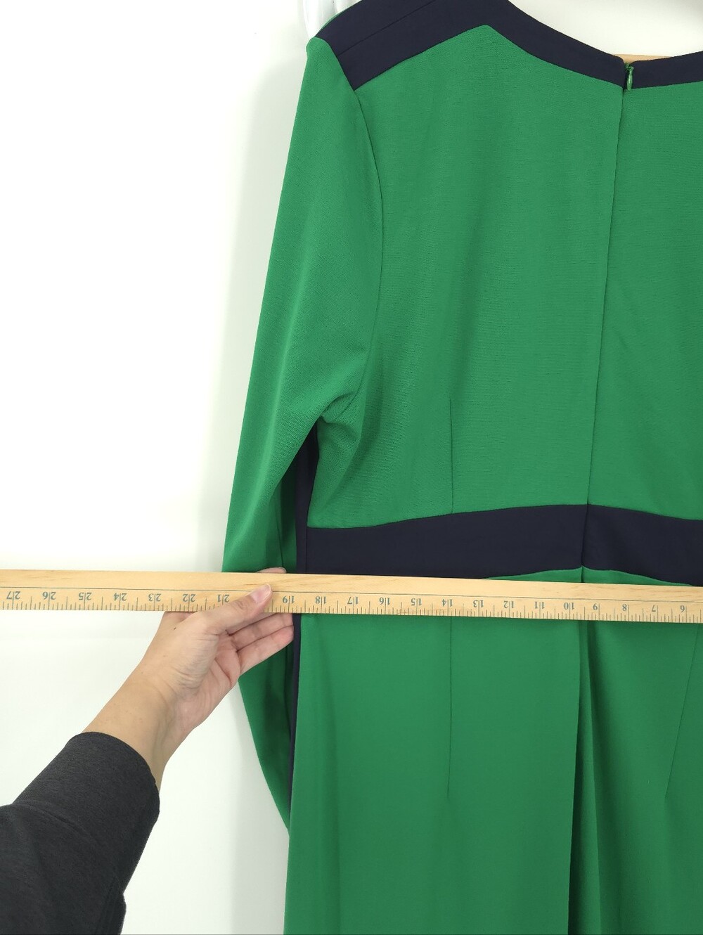 Boden Catherine Ponte Midi Dress Rich Emerald Colorblock Fit Flare Long Sleeve - Picture 13 of 16